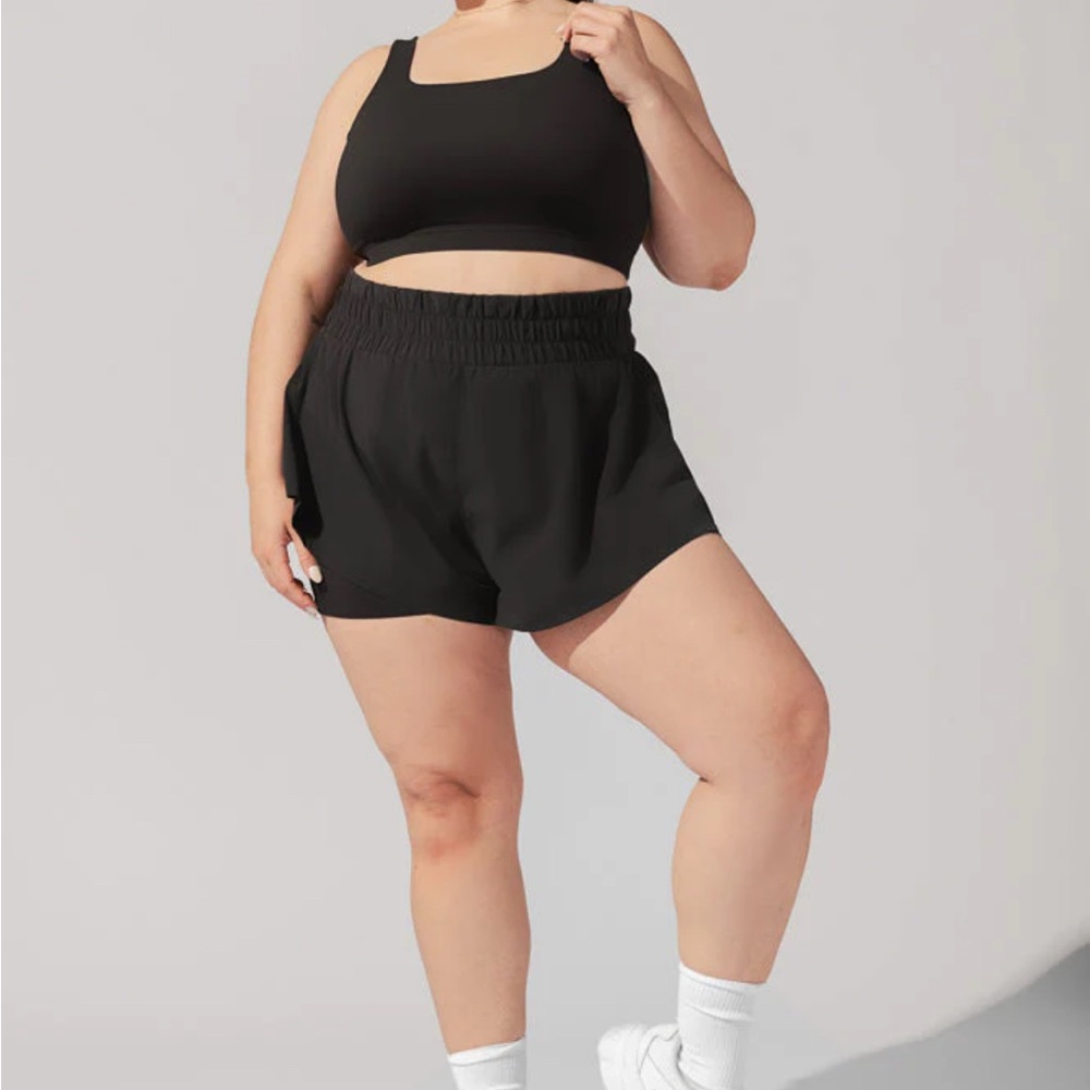 Popflex High Waisted Black Women's Athletic Shorts
